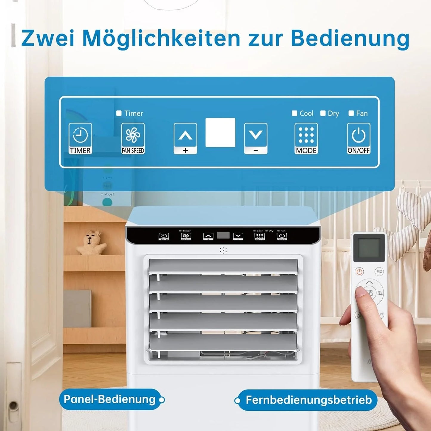 Mobile air conditioner 9000 BTU - 3-in-1 portable air conditioner: cooling, dehumidifying, 2 fan levels-52 dB, 24H timer, window installation set, R290
