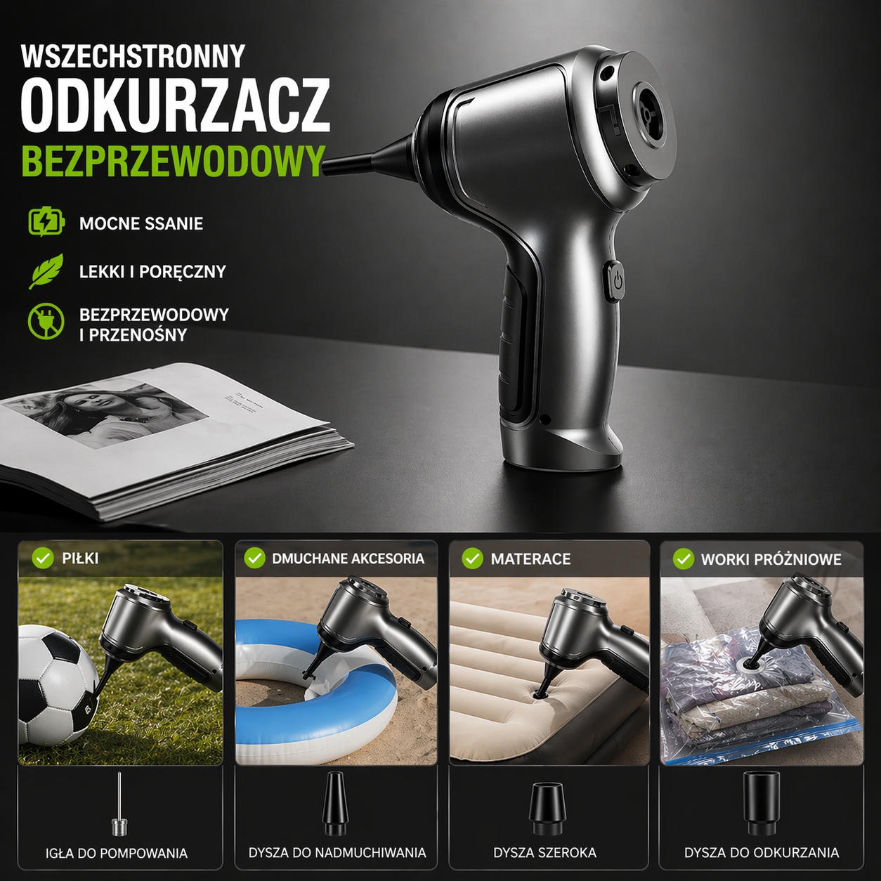 TurboClean GO™ – Mocny Odkurzacz Ręczny Bezprzewodowy do Auta i Domu