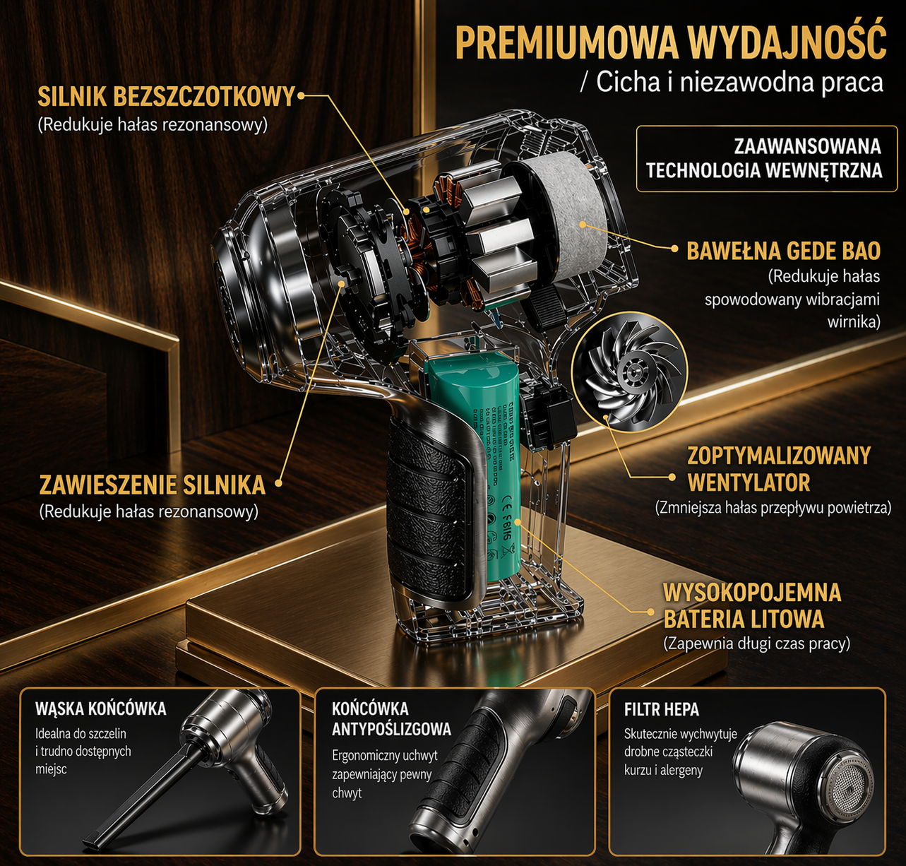 TurboClean GO™ – Mocny Odkurzacz Ręczny Bezprzewodowy do Auta i Domu