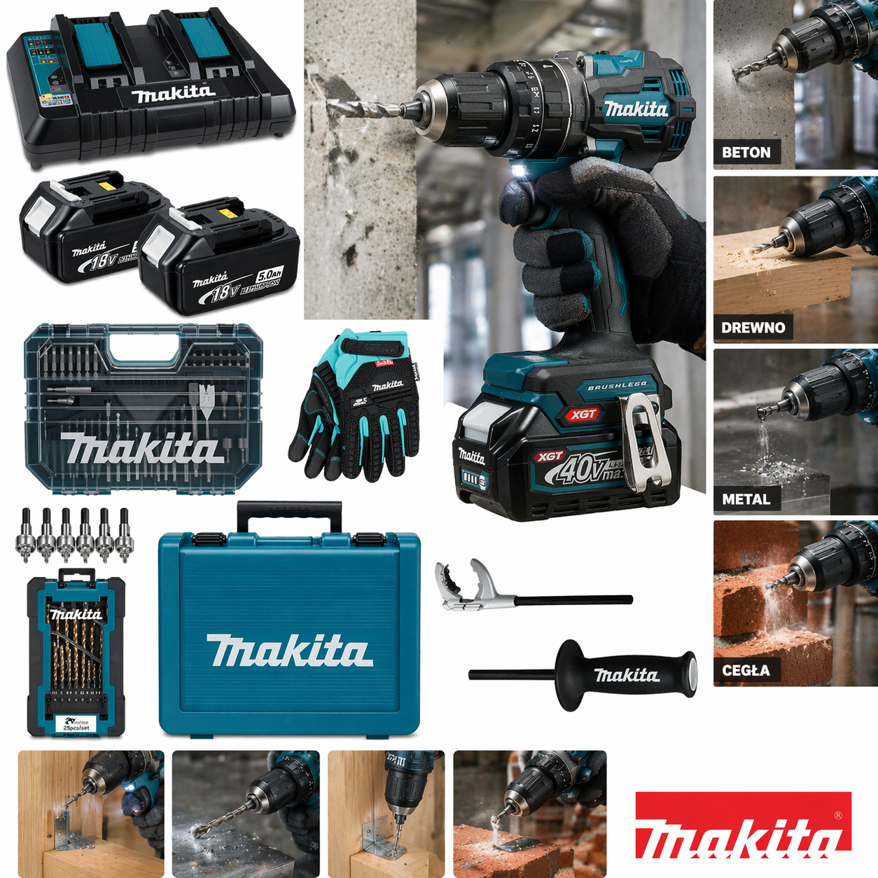🔧 Profesjonalna Wiertarko-Wkrętarka Akumulatorowa z Udarem 🧱 Beton • 🔩 Metal • 🌲 Drewno • ⚡ Maksymalna Moc Bez Wysiłku