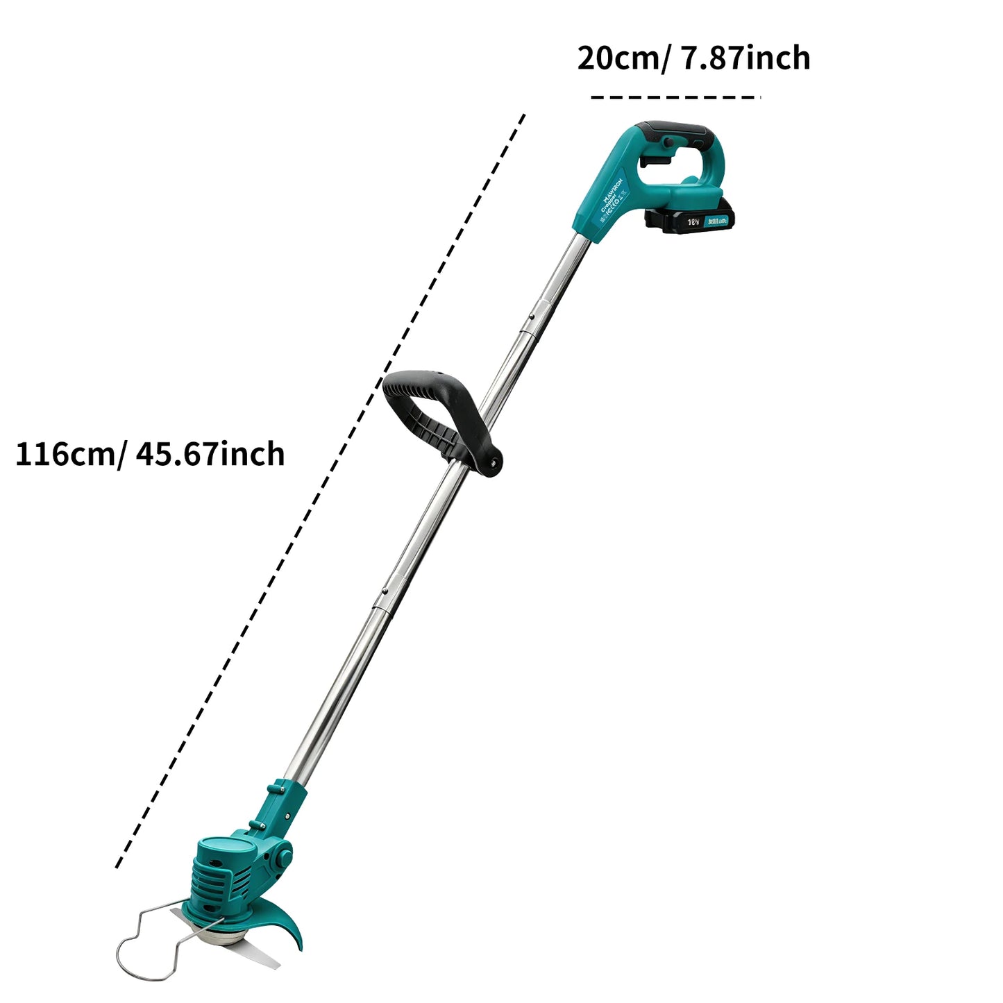 21V Cordless Lawn Mower 3-Fold Detachable Grass Trimmer 90° Adjustable Head Weed Eater for Yard Garden